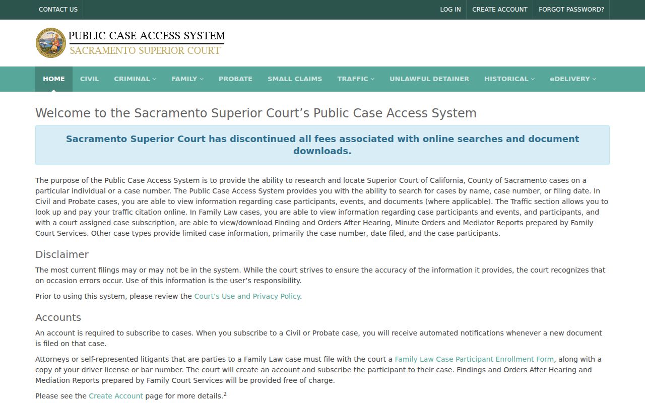 Sacramento people search Superior Court name search