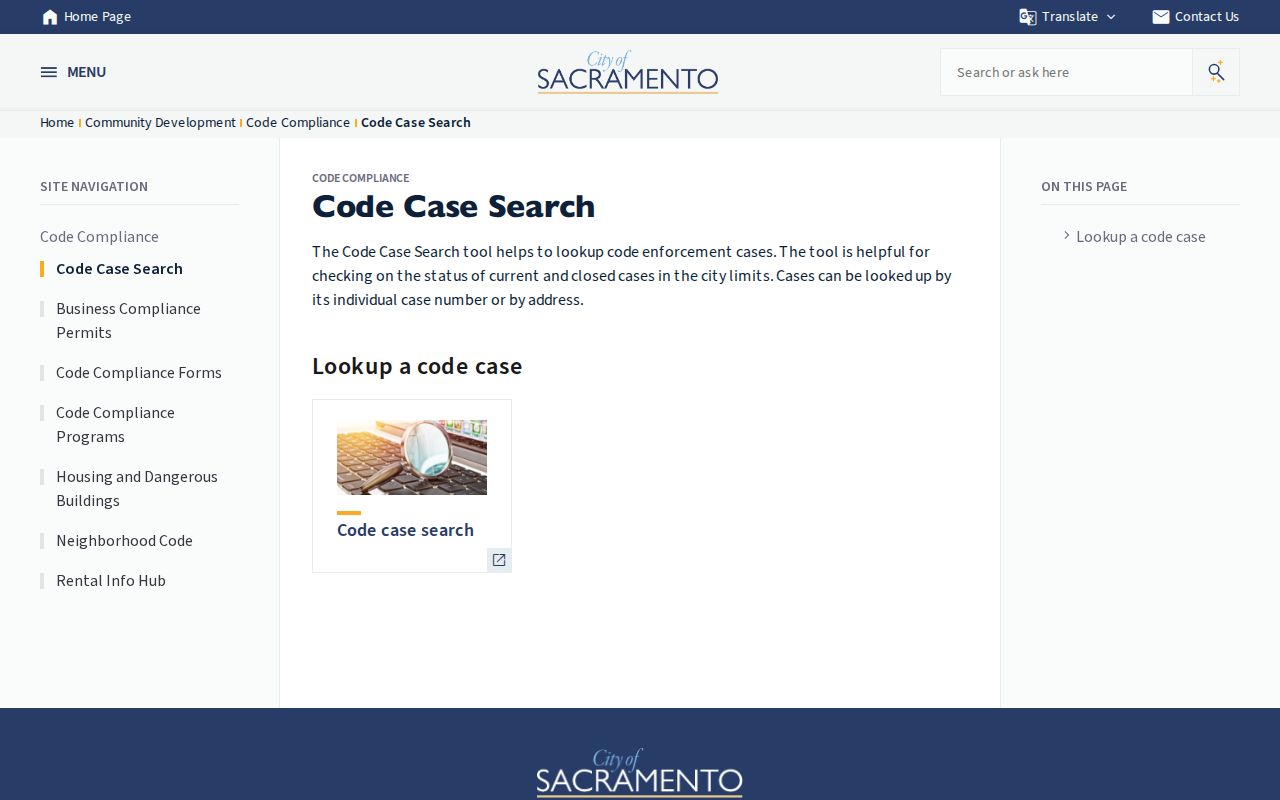 Sacramento people directories code case address search