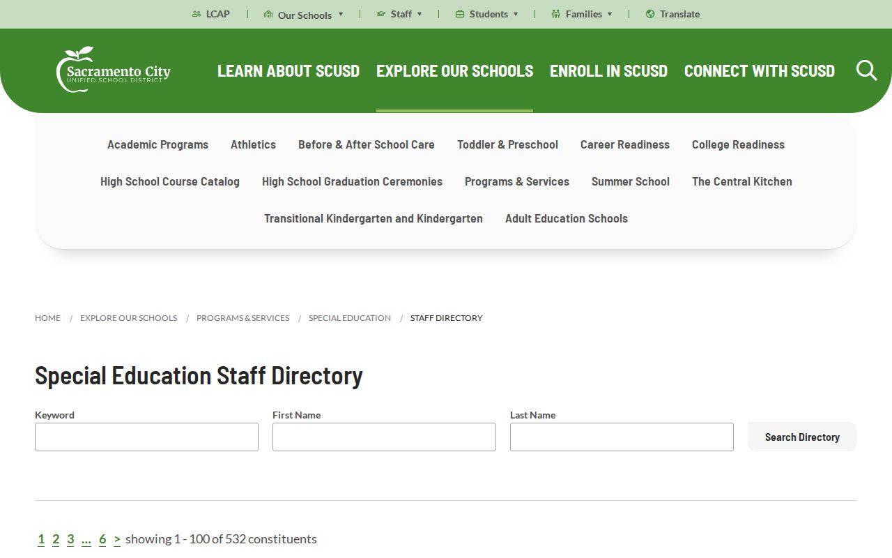 Sacramento people directories SCUSD staff search